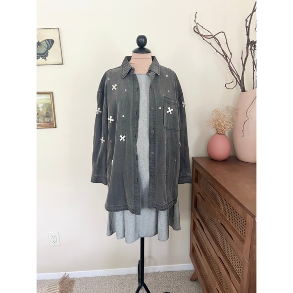 Forever 21 Jackets & Blazers - Vintage Y2K Forever 21 Bedazzled Denim Biker Jacket